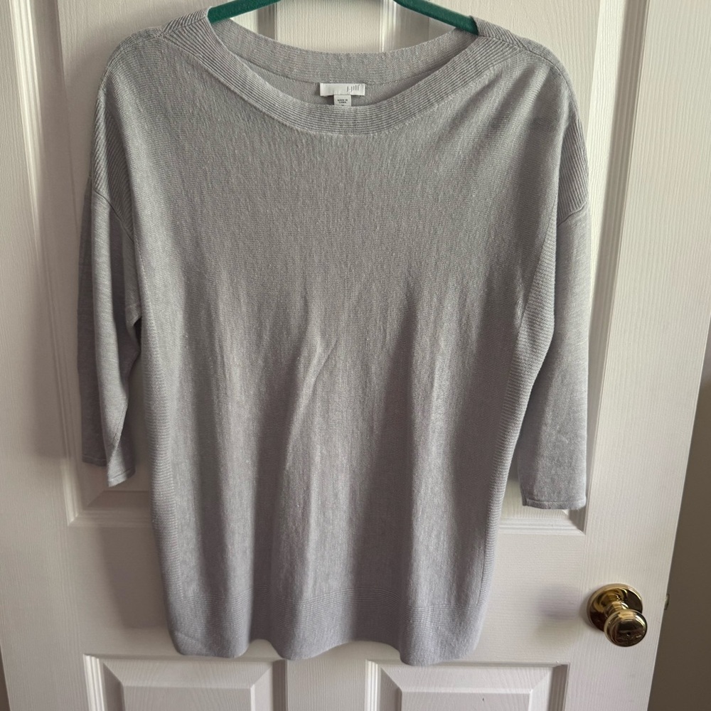 J. Jill Light Gray Knit Boatneck Sweater